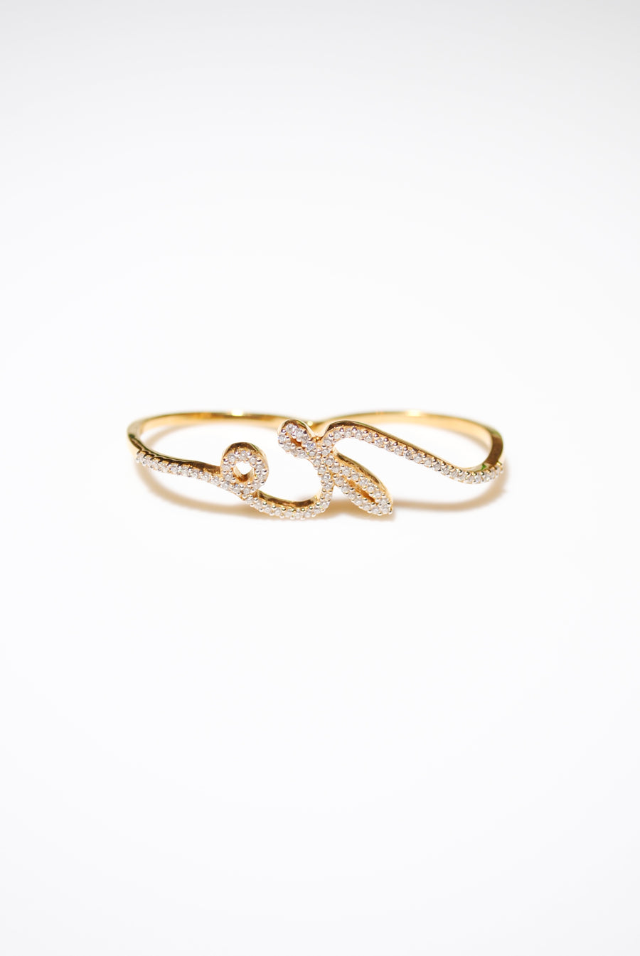 (モアサナイト/gold) drawing double finger ring