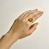 (ゴールデングリーンクオーツ/gold) oval flower ring