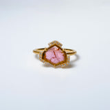 (ダイヤモンド_ウォーターメロントルマリン/gold) water tour diamond ring 13号