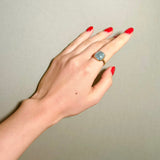 (アクアマリン/gold) square cabochon ring