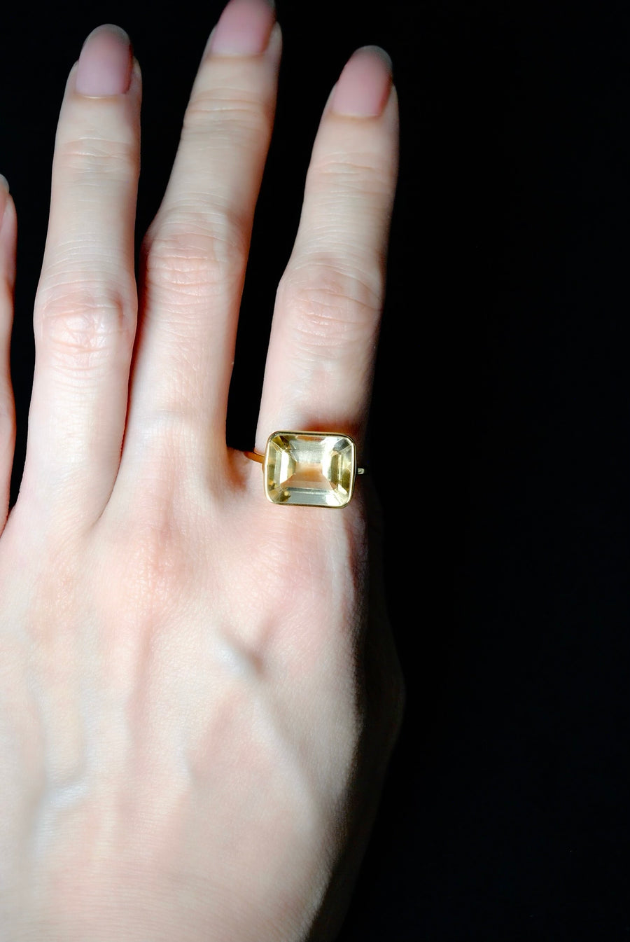 [EXCLUXIVE] (Citrine/Gold) Octagon Tile Ring