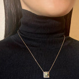 (Dalmatian Jasper/Gold) Frame Pave Necklace