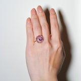 (ピンクアメジスト&アメジスト) flower carving ring