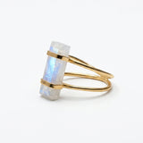 (レインボームーンストーン/gold) rect bandage ring