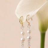(パール&レインボームーンストーン&クリスタル/gold) bubble ball  earring