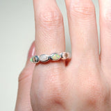 (エチオピアンオパール&レインボームーンストーン&クリスタル/silver) oval horizon CAB eternity ring