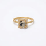 (ダルメシアンジャスパー/gold) mini frame pave ring