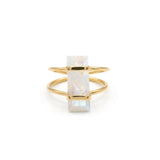 (レインボームーンストーン/gold) rect bandage ring