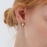 (ガーネット&レインボームーンストーン/gold) garden bloom earring
