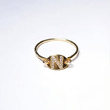 【予約商品】(モアサナイト/gold_silver) ABC plate ring