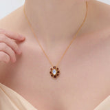 (ガーネット&レインボームーンストーン/gold) garden bloom necklace