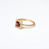 (ガーネット/gold) mini frame pave ring