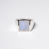 (Blue lace/silver) unisex block ring