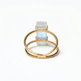 (レインボームーンストーン/gold) rect bandage ring