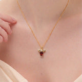 (ガーネット&モアサナイト/gold) garden bee necklace