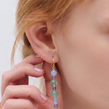 (グリーンフローライト&アメジスト&アクアカルセドニー/gold) bubble ball  earring
