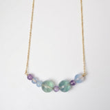 (グリーンフローライト&アメジスト&アクアカルセドニー/gold) bubble ball  necklace