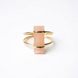 (ピーチムーンストーン/gold) rect bandage ring