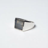 (ラブラドライト/silver) unisex block ring