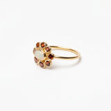 (ガーネット&レインボームーンストーン/gold) garden bloom ring