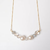 (パール&レインボームーンストーン&クリスタル/gold) bubble ball  necklace