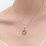 (ペリドット&レモンクオーツ/gold) garden bloom necklace
