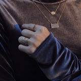 【予約商品】(モアサナイト/gold_silver) ABC plate necklace