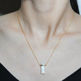 (レインボームーンストーン/gold) rect bandage necklace