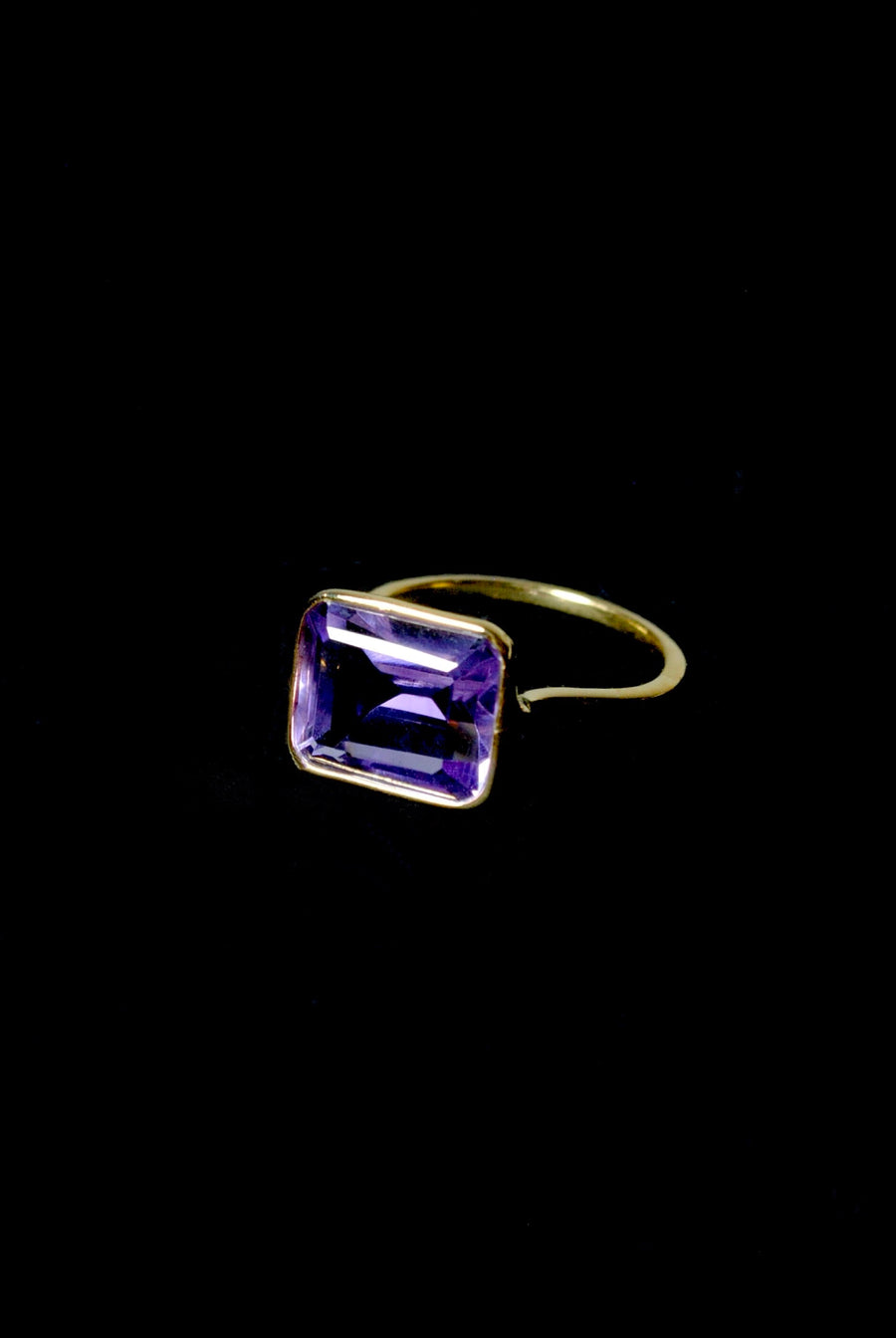 [EXCLUXIVE] (Deep Pink Amethyst/Gold) Octagon Tile Ring