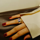 (ブラックオニキス&ホワイトトパーズ/silver) bi-color 3way square eternity ring