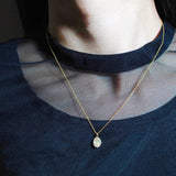 【2way】(プレナイト/gold) hemisphere bril oval necklace