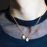 【2way】(プレナイト/gold) hemisphere bril oval necklace