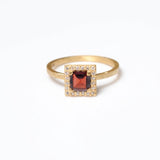 (ガーネット/gold) mini frame pave ring