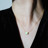 (レモンクリソプレーズ/gold) octagon tile necklace