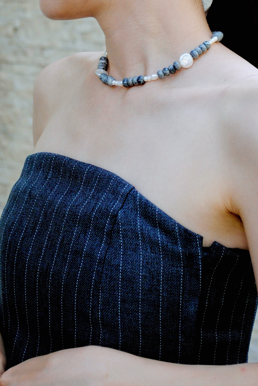 (ピカソジャスパー_パール) 2way playful rosary necklace