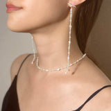 (パール・モアサナイト/silver) 2way baby pearl pierced earring