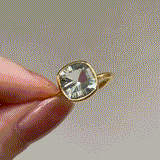(グリーンアメジスト/gold) concave cushion ring