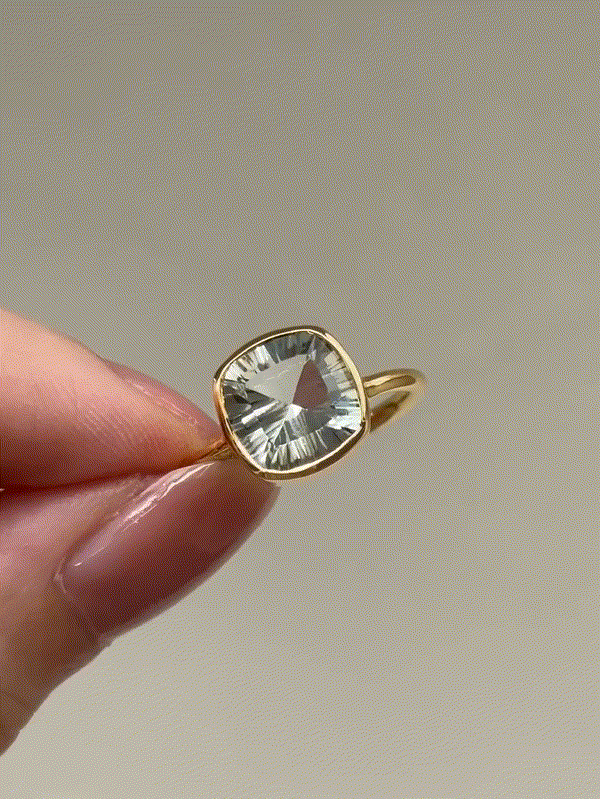 (グリーンアメジスト/gold) corn cave cushion ring