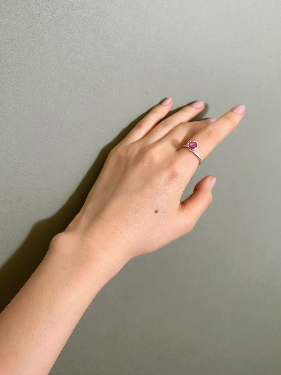 (Ruby/Silver) Twist Up 6 Ring