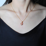 (ロードクロサイト/gold) rope around-circle- necklace