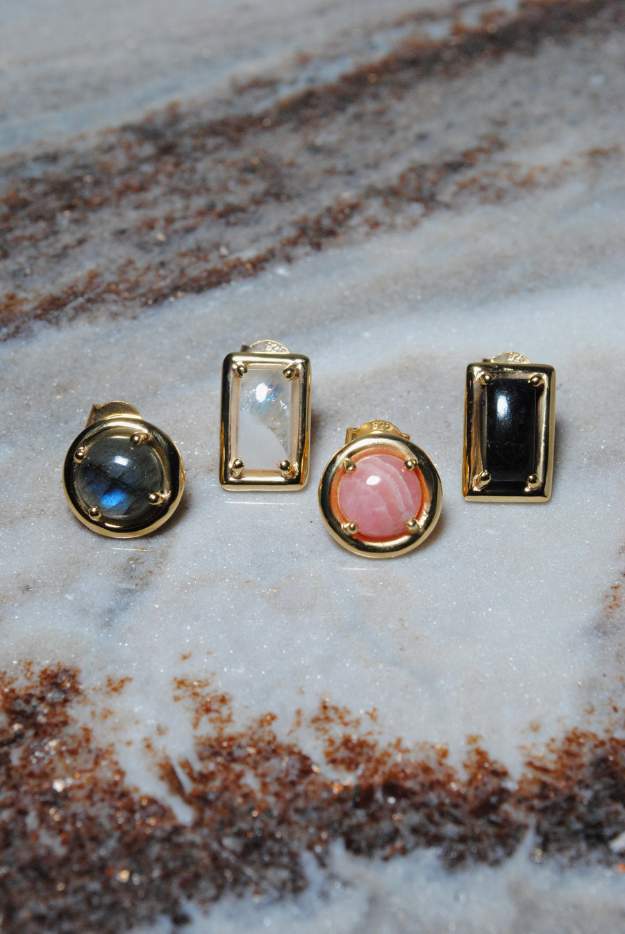 (ロードクロサイト/gold) rope around-circle- earring