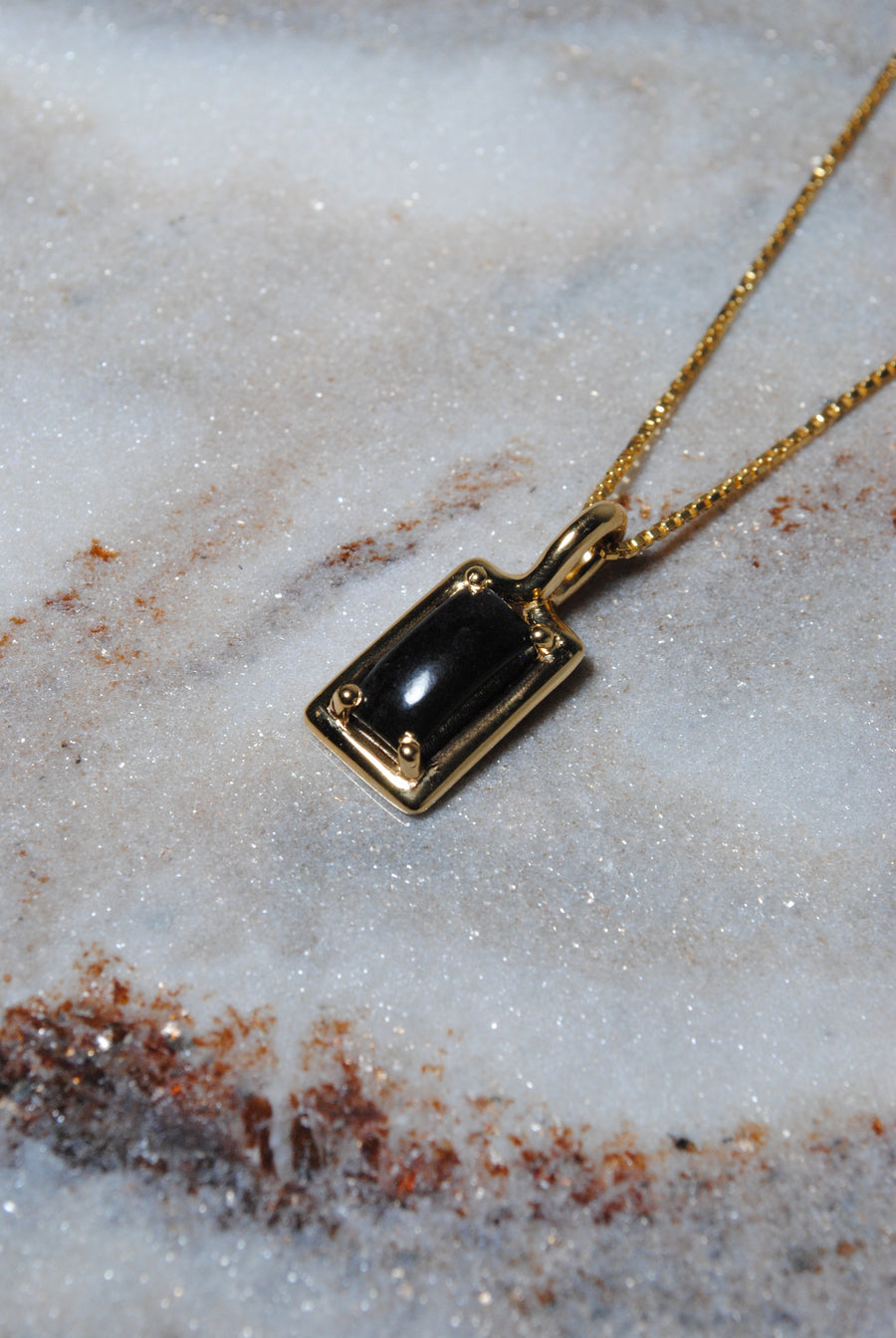 (ブラックジャスパー/gold) rope around-rect- necklace