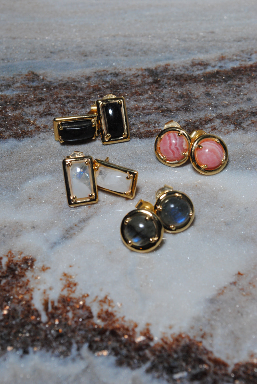 (ロードクロサイト/gold) rope around-circle- earring