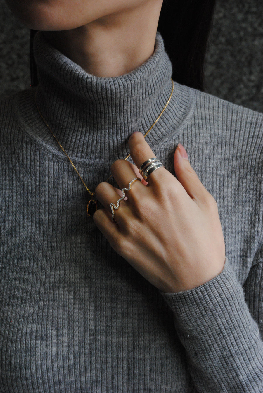 (モアサナイト/silver) cocoon gentle pave ring