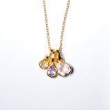 (ピンクアメジスト&ローズクオーツ&レモンクオーツ/gold) posy charm necklace