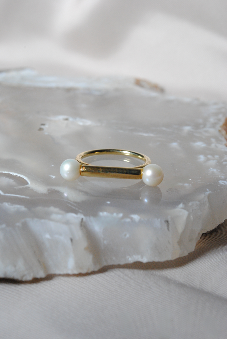 (パール/gold) baton  ring