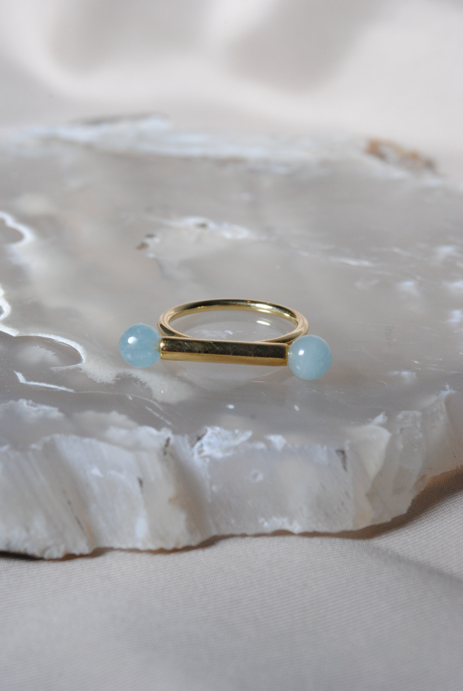 (ミルキーアクアマリン/gold) baton  ring