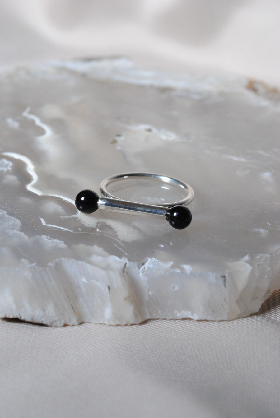 (ブラックオニキス/silver) baton  ring