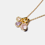 (ピンクアメジスト&ローズクオーツ&レモンクオーツ/gold) posy charm necklace