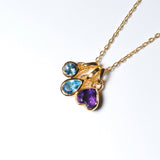 (スイスブルートパーズ&ロンドンブルートパーズ&アメジスト/gold) posy charm necklace